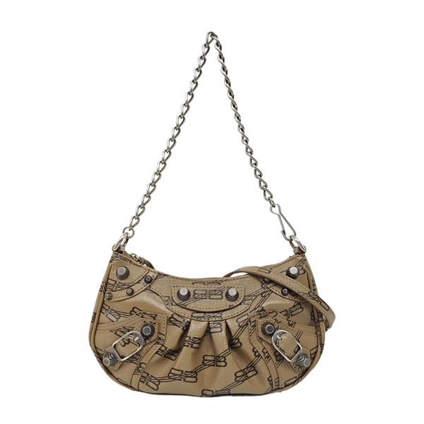 Le Cagole Mini Coated Canvas Brown