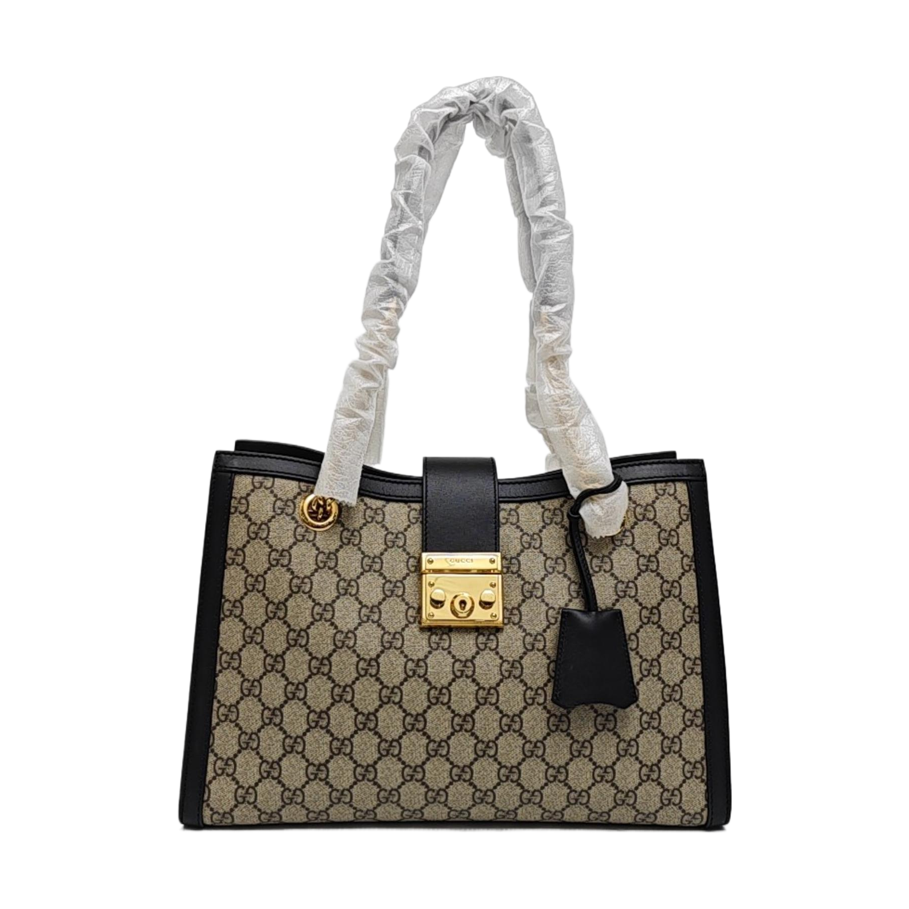 Padlock Medium Monogram Coated Canvas Beige