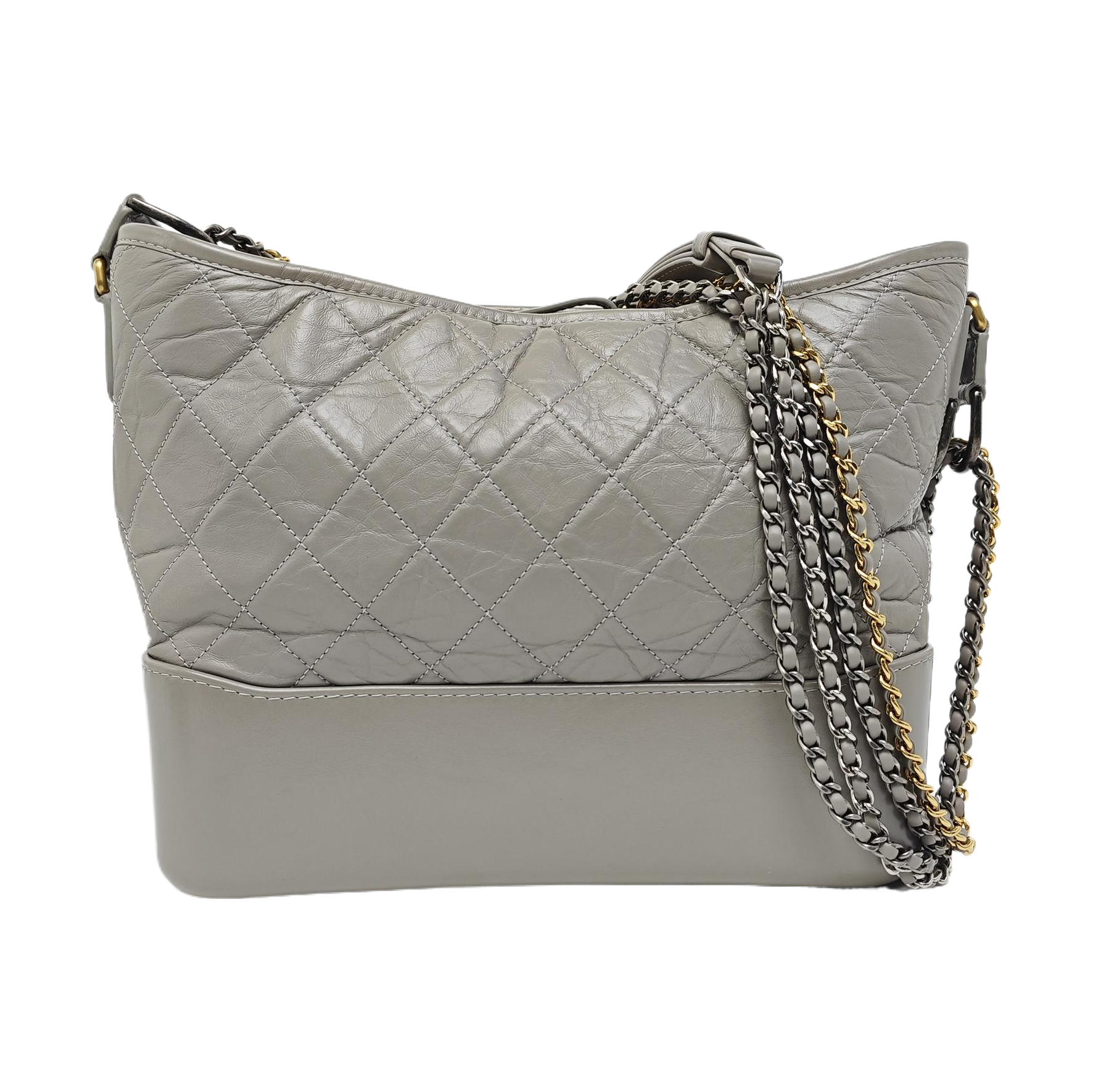 GABRIELLE Medium Quilted Calfskin Gray