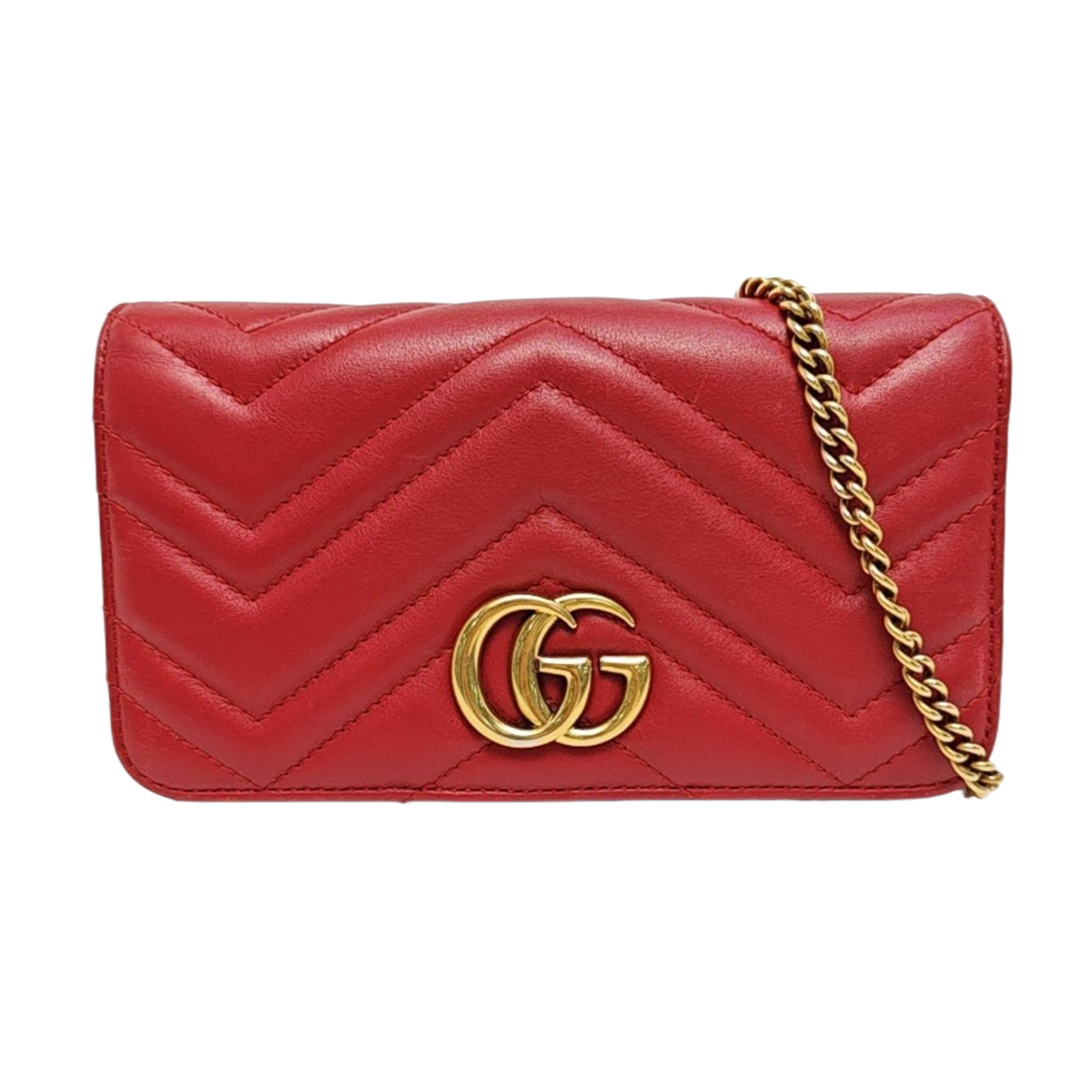 GG Marmont Super Mini Quilted Calfskin Red