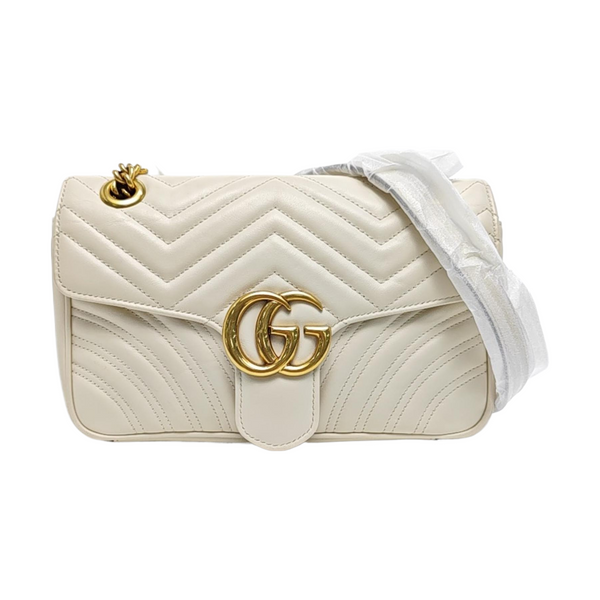 GG Marmont Medium Quilted Calfskin White