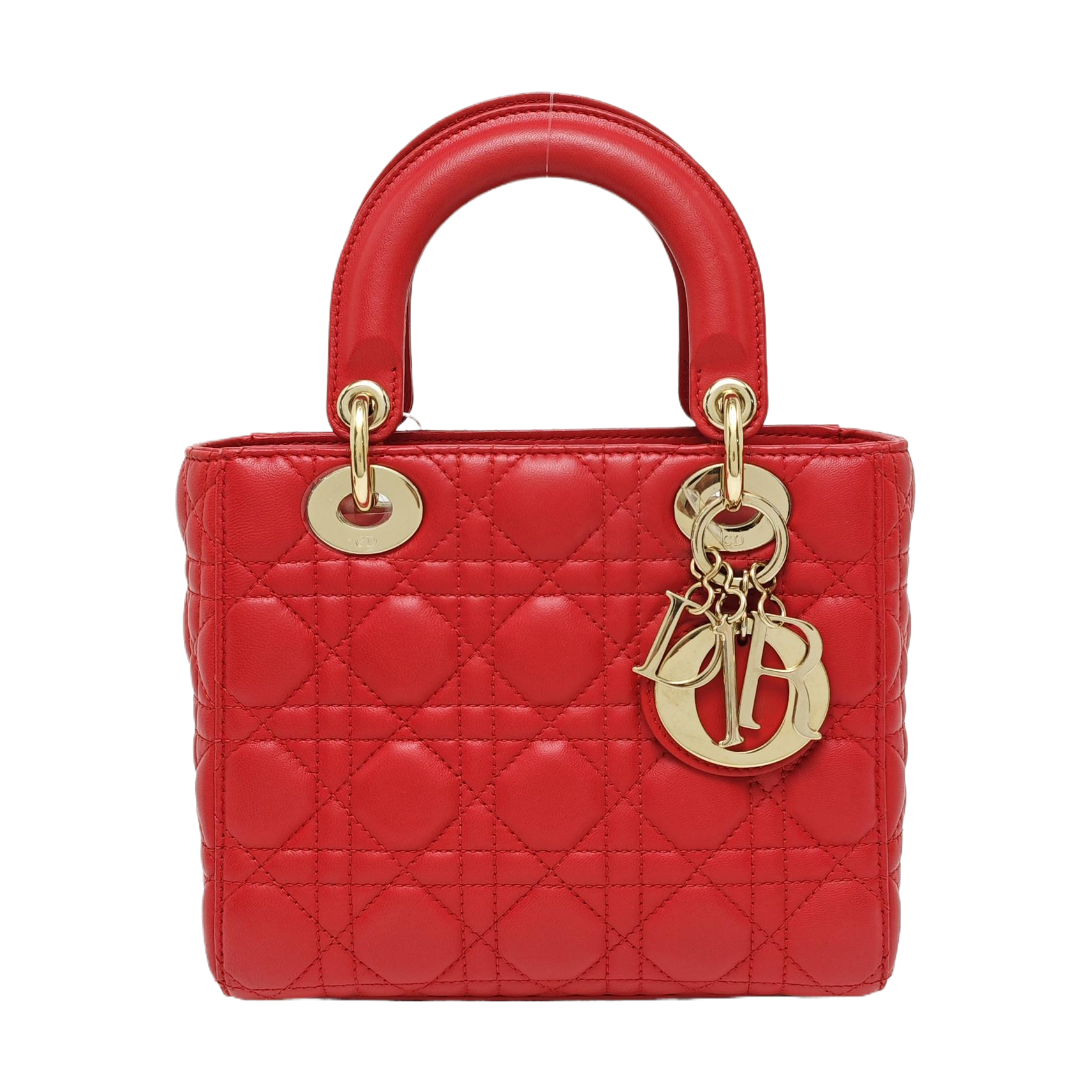 Authenticated pre-owned  Lady Dior Quilted Lambskin Red - Tote Bag at Looply