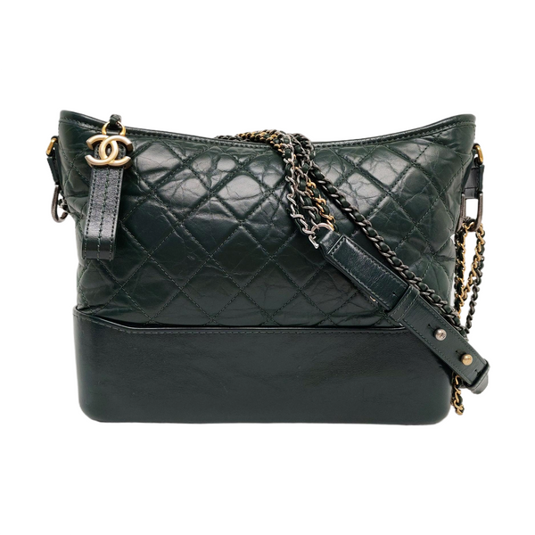 GABRIELLE Medium Quilted Calfskin Green