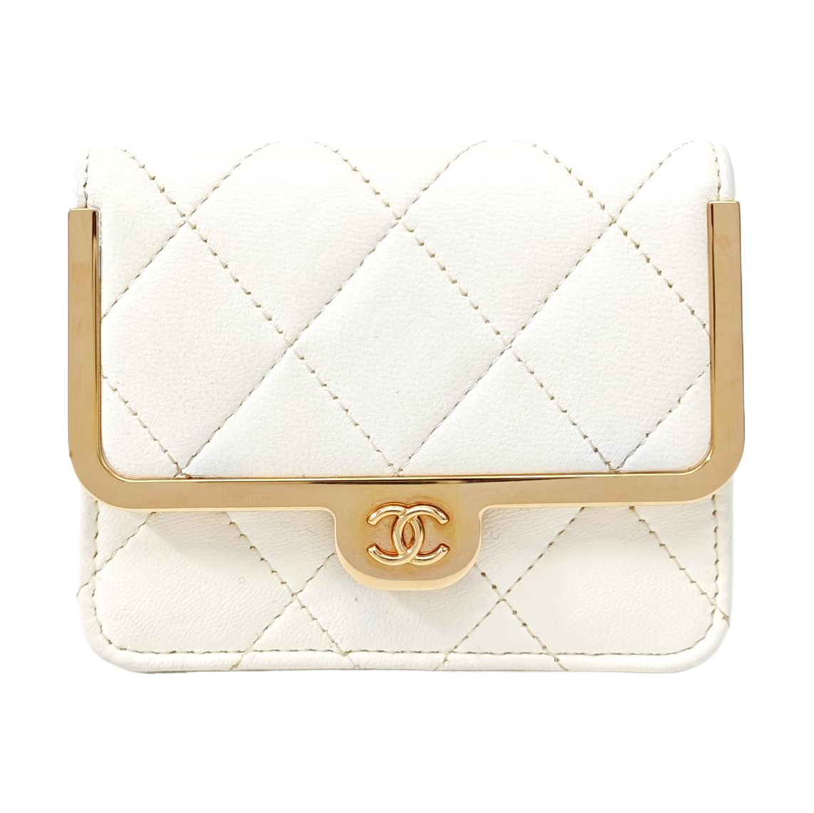 Quilted Lambskin Shoulder Bag White
