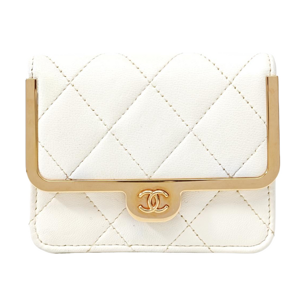 Quilted Lambskin Shoulder Bag White