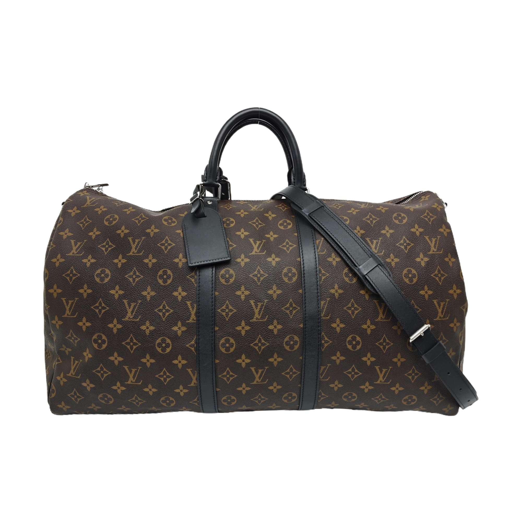 KEEPALL 55 Monogram Coated Canvas Brown
