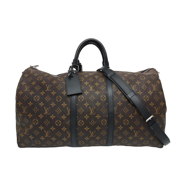 KEEPALL 55 Monogram Coated Canvas Brown