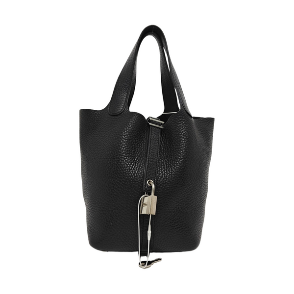Authenticated pre-owned  Picotin Lock 18 Clemence Black - Bucket Bag at Looply