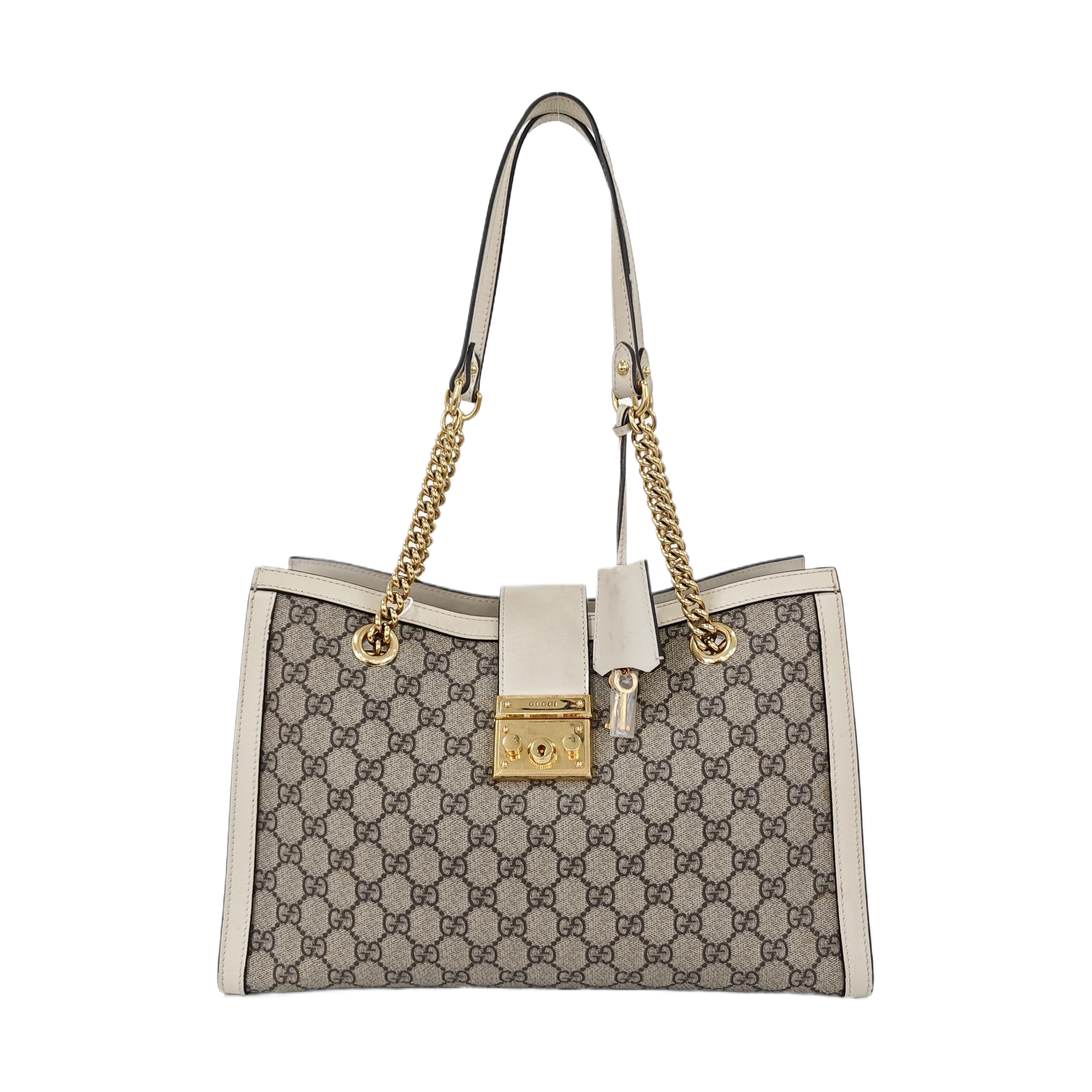 Authenticated pre-owned  Padlock Medium Monogram Coated Canvas Beige - Shoulder Bag at Looply
