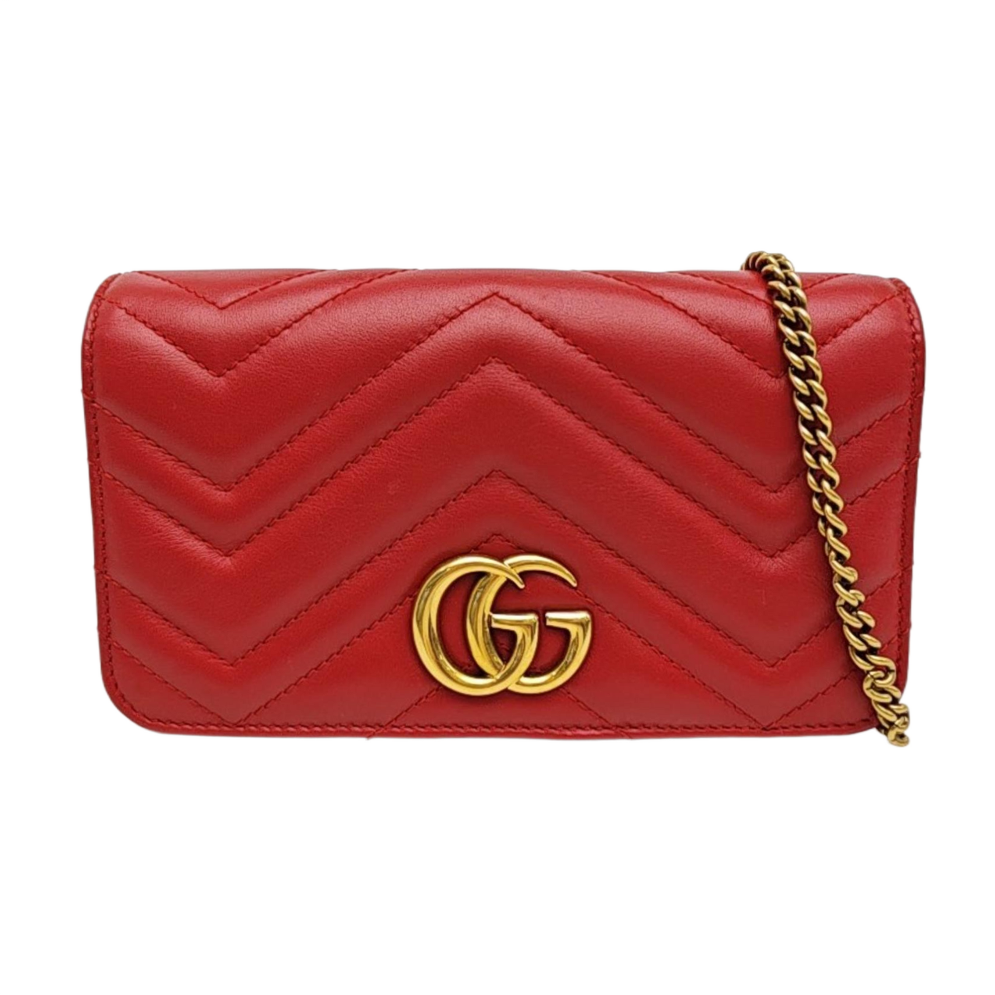 GG Marmont Super Mini Quilted Calfskin Red
