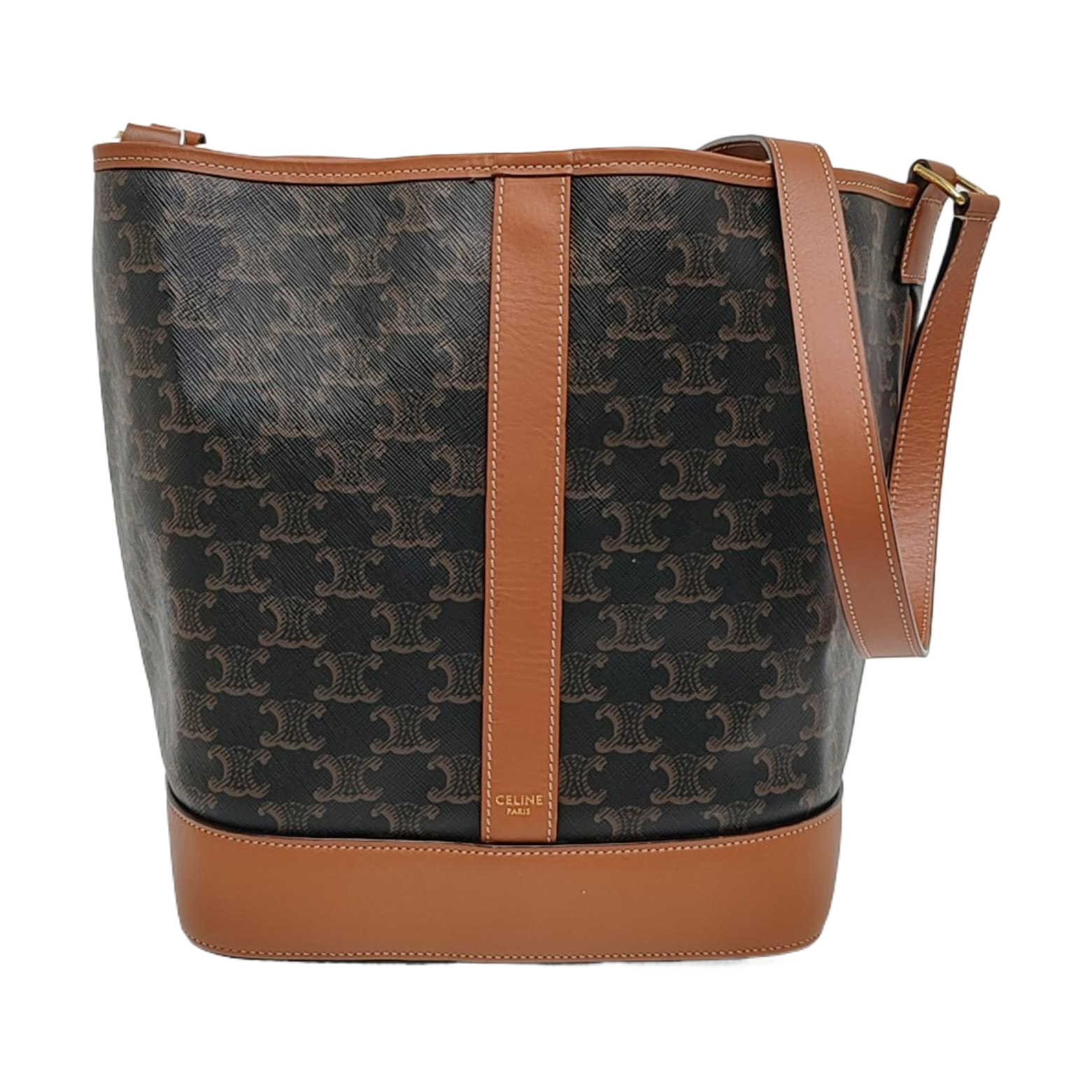 Authenticated pre-owned  TRIOMPHE CANVAS Medium Coated Canvas Brown - Bucket Bag at Looply