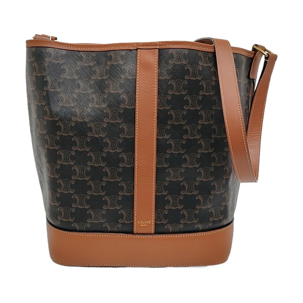 Authenticated pre-owned  TRIOMPHE CANVAS Medium Coated Canvas Brown - Bucket Bag at Looply