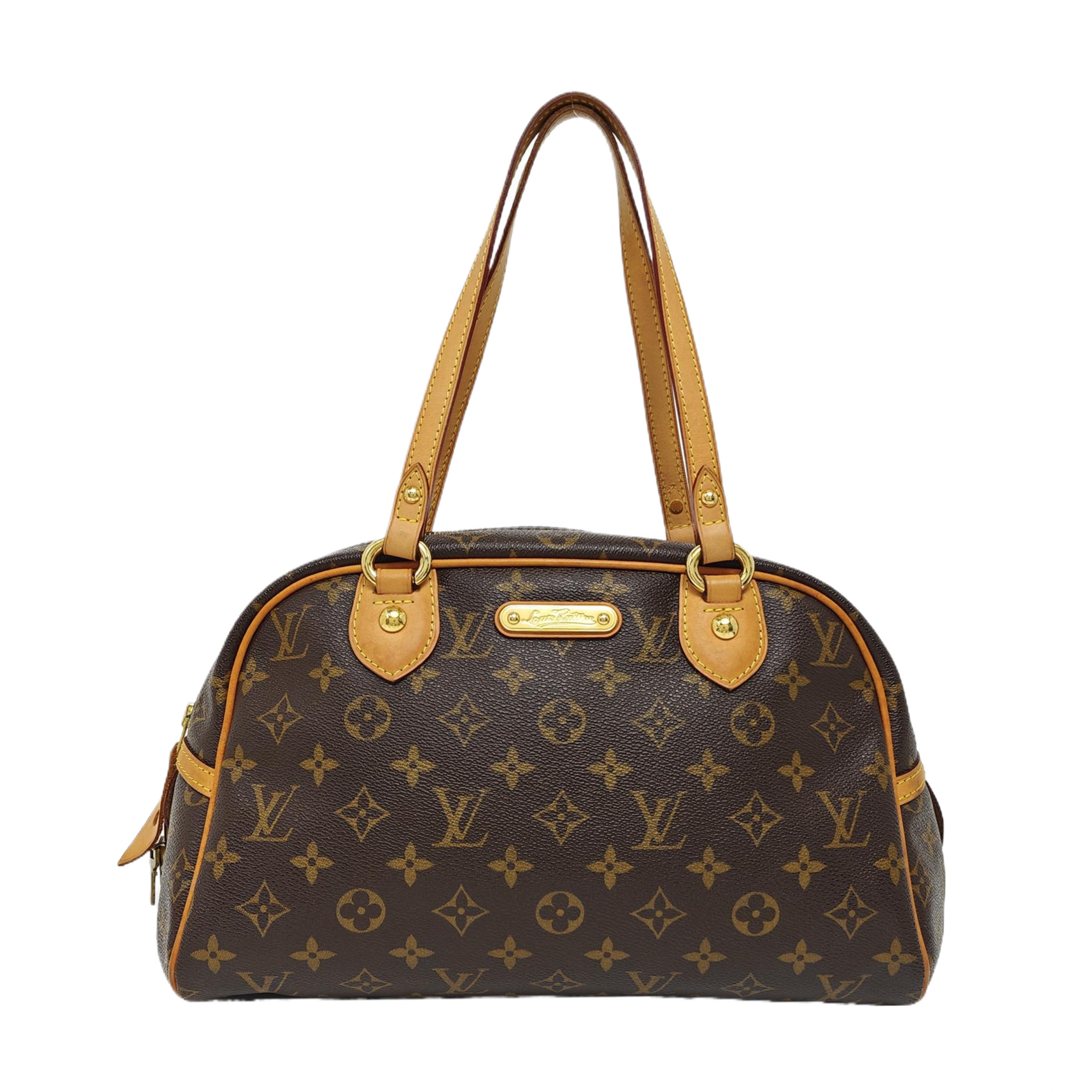 MONTORGUEI PM Monogram Coated Canvas Brown