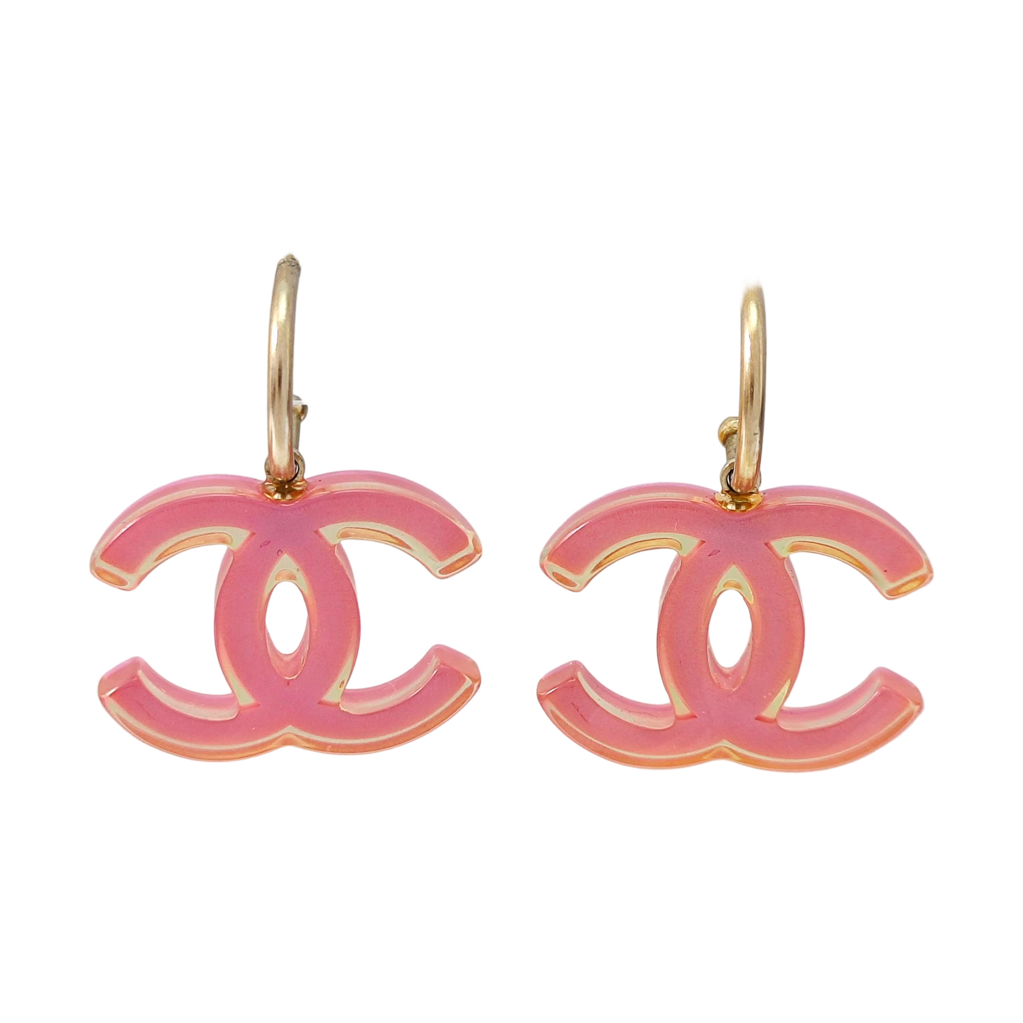 CC Logo Resin Red Stud Earrings