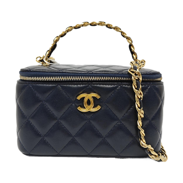 VANITY CASE Small Quilted Lambskin Blue