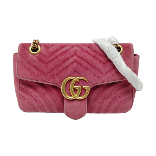 GG Marmont Medium Quilted Velvet Pink