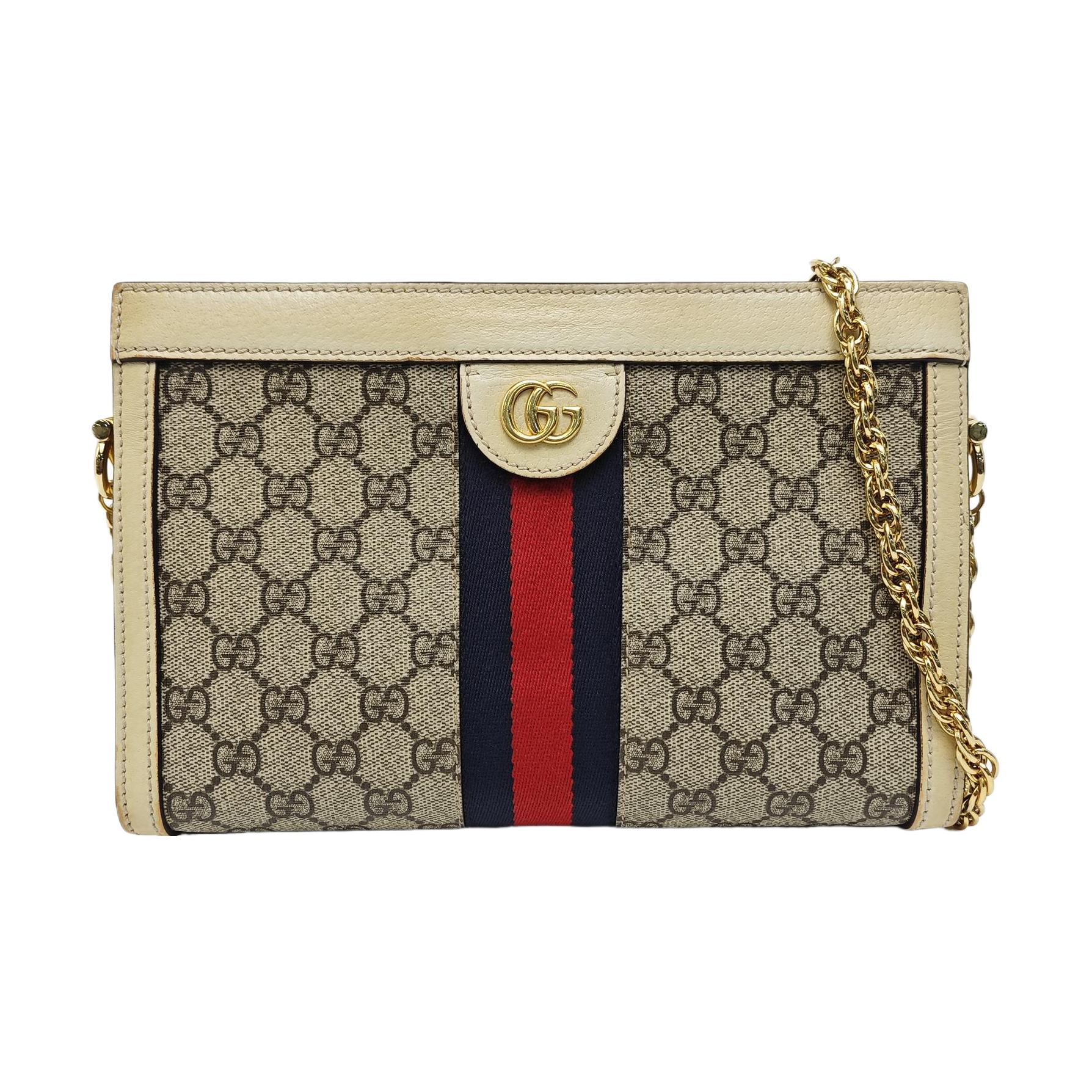 Ophidia Small Monogram Coated Canvas Beige