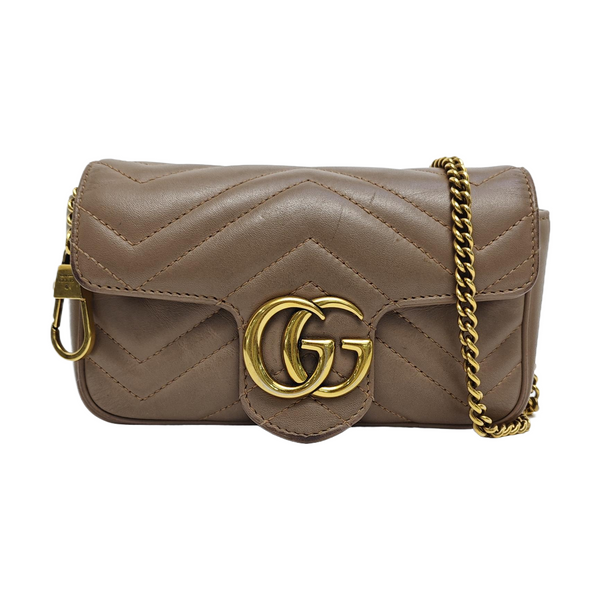 GG Marmont Mini Quilted Calfskin Beige