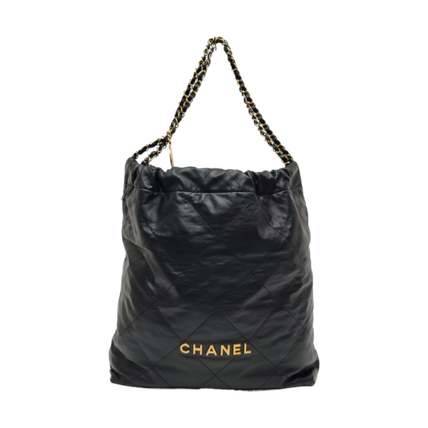 CHANEL 22 Large Quilted Calfskin Black