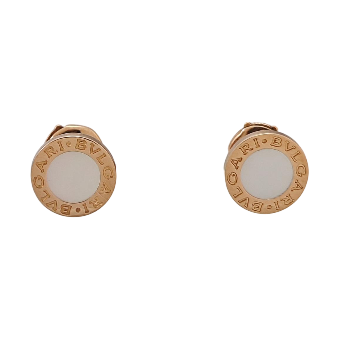 BVLGARI BVLGARI 18k Rose Gold White Stud Earrings