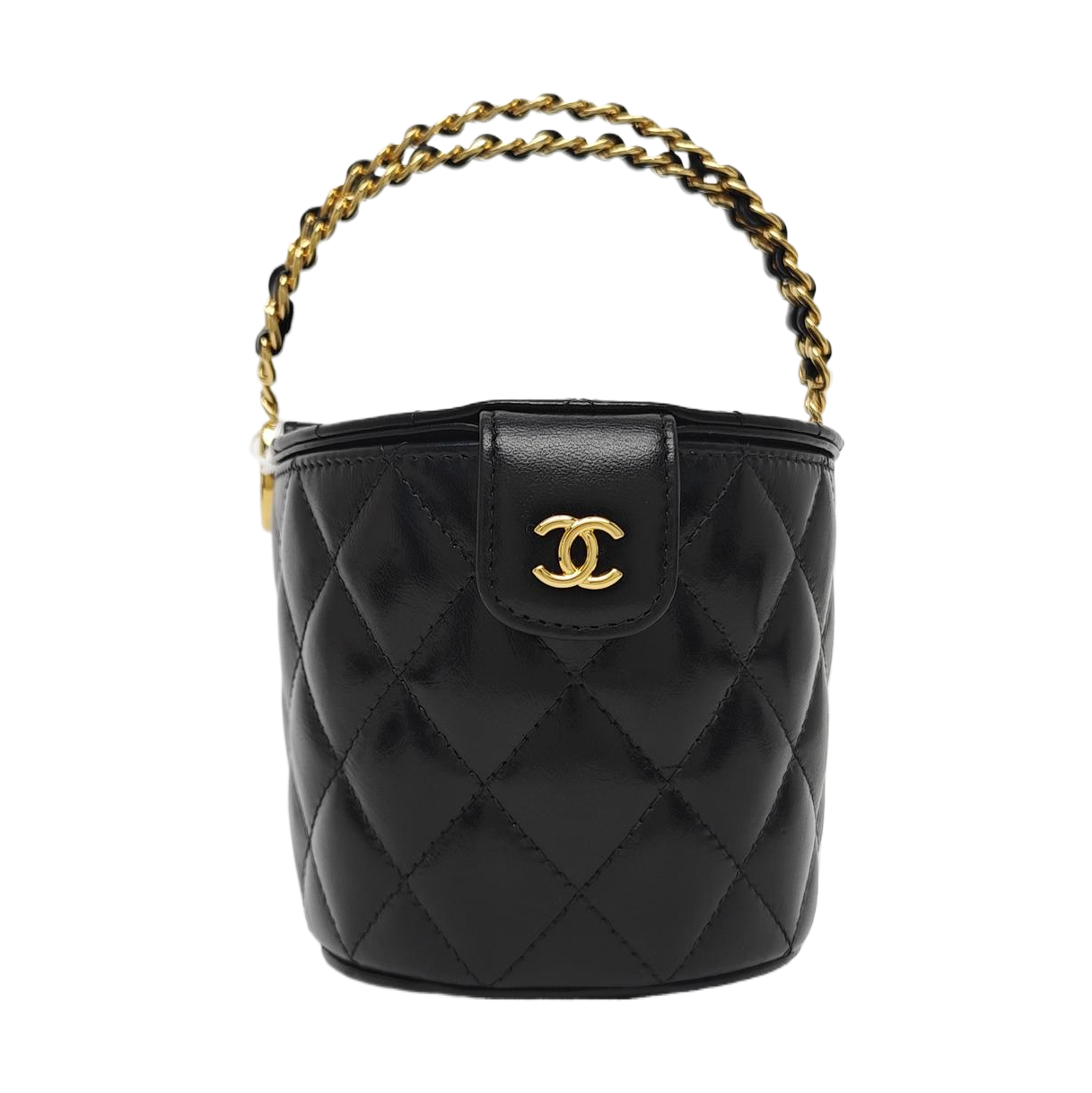 Quilted Calfskin Top Handle Bag Black