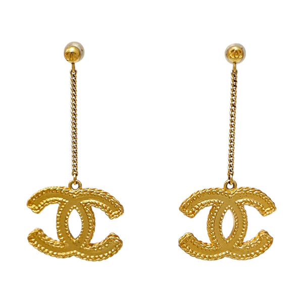 CC Logo Metal Gold Stud Earrings