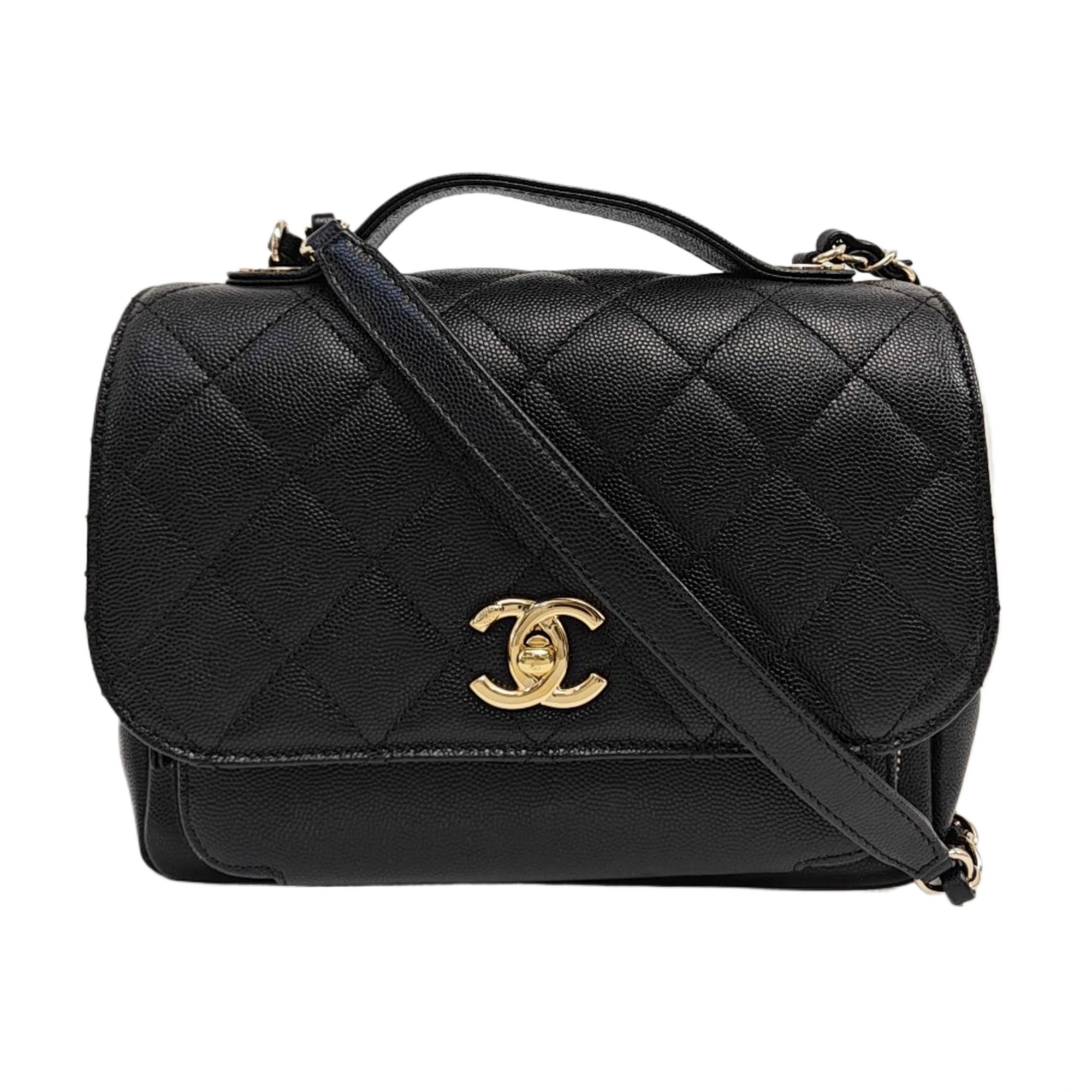 COCO HANDLE Small Quilted Grained Calfskin Black