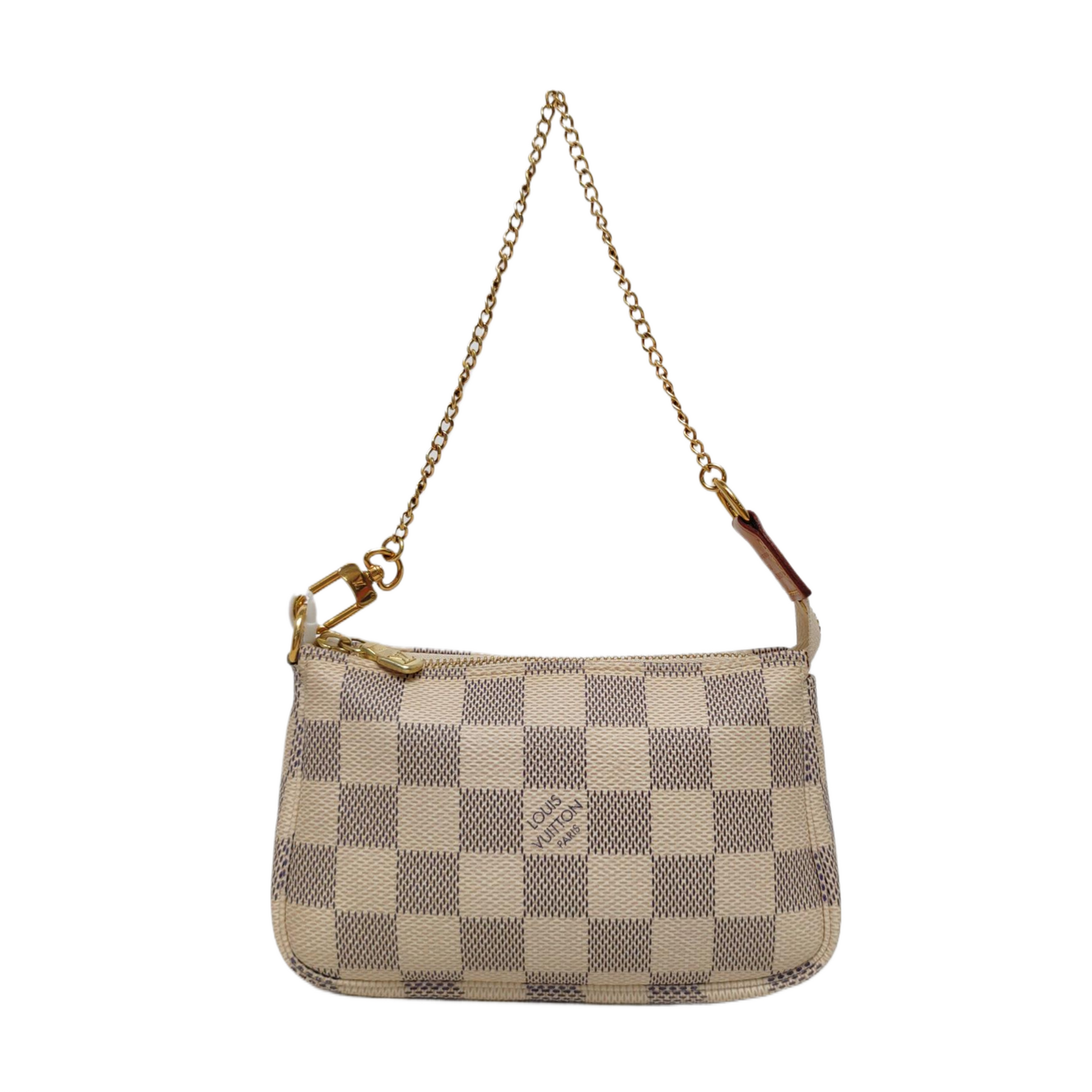 Authenticated pre-owned  ACCESSOIRES Mini Damier Azur Coated Canvas White - Top Handle Bag at Looply