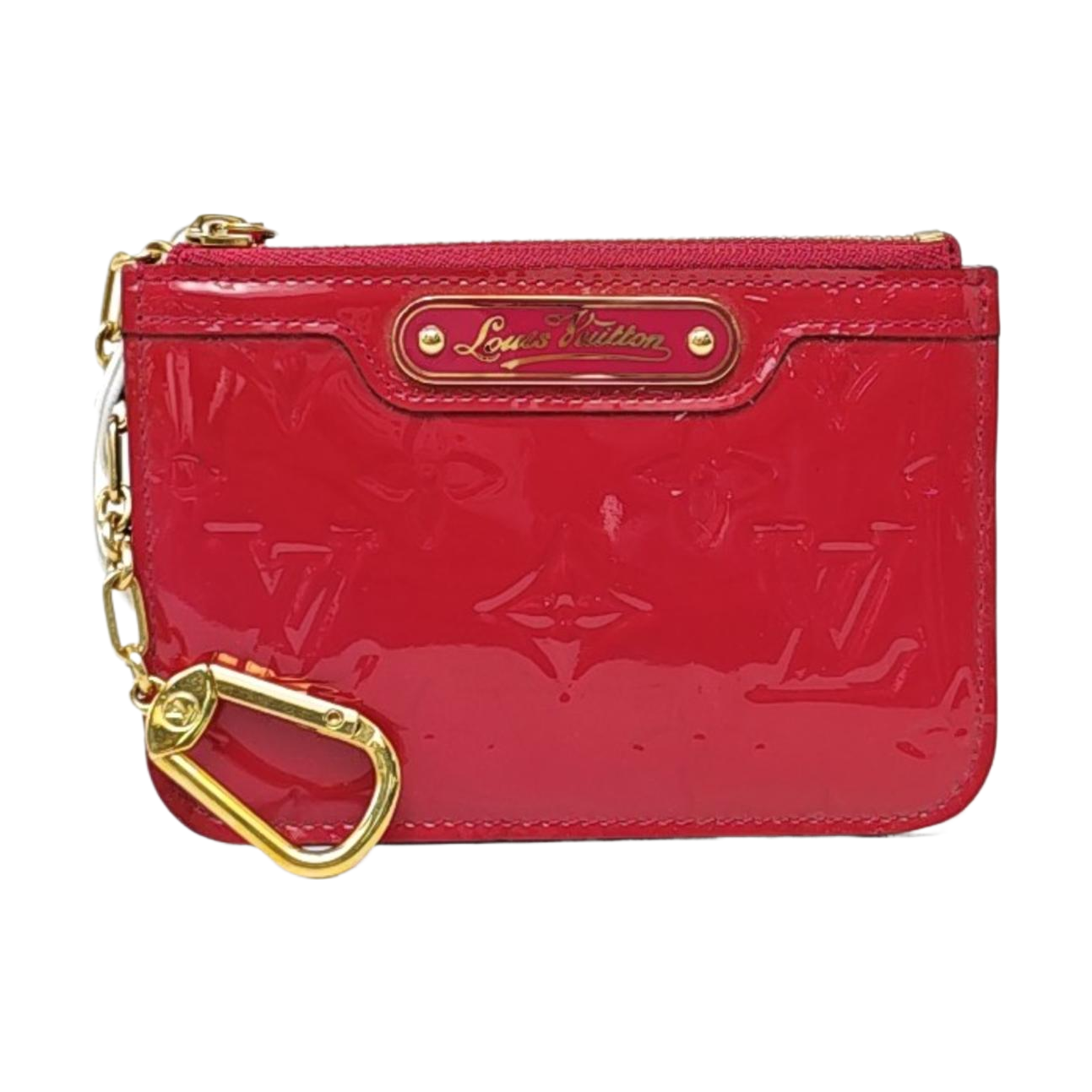 Monogram Patent Leather Card Holder Red