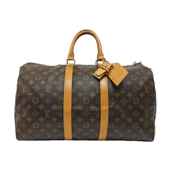 KEEPALL 45 Monogram Coated Canvas Brown