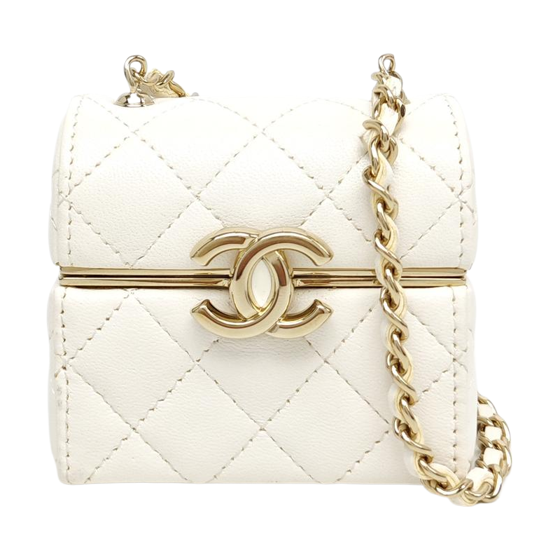 Quilted Lambskin Shoulder Bag White