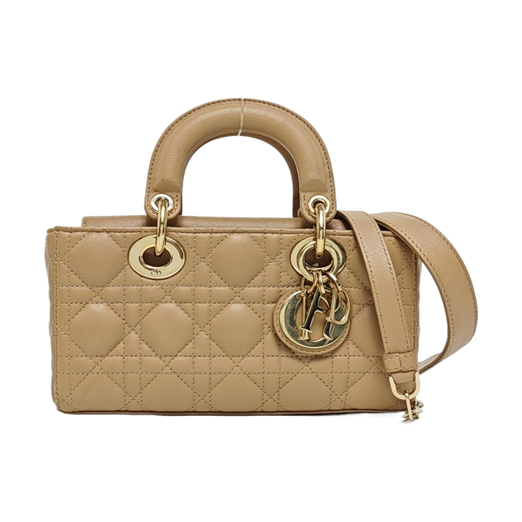 Lady D-Joy Small Cannage Lambskin Beige