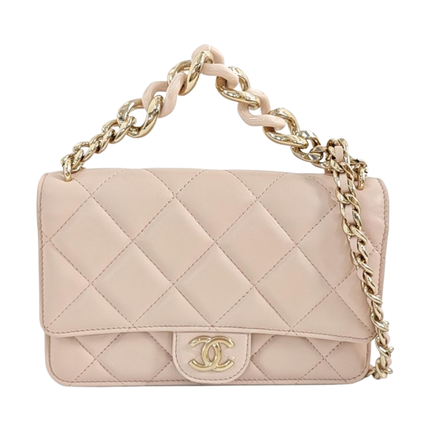 Quilted Lambskin Shoulder Bag Pink