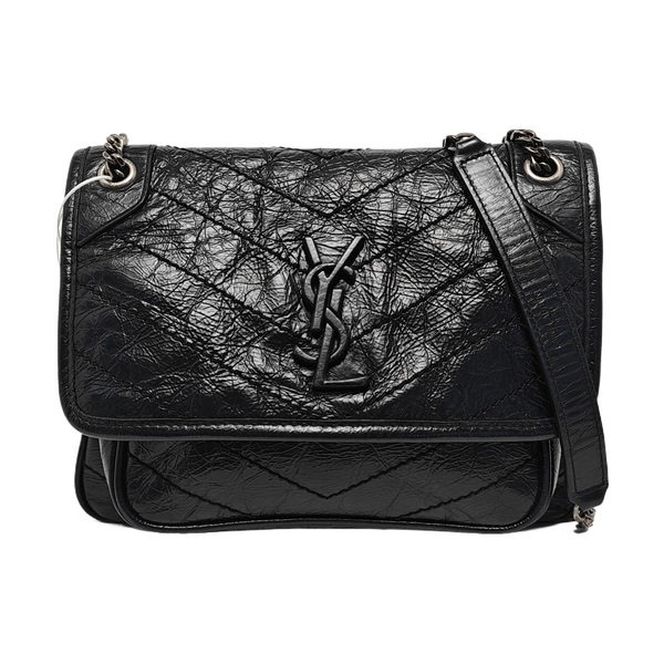 NIKI Small Chevron Calfskin Black
