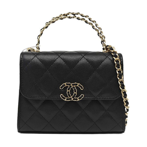 25S Quilted Grained Calfskin Black