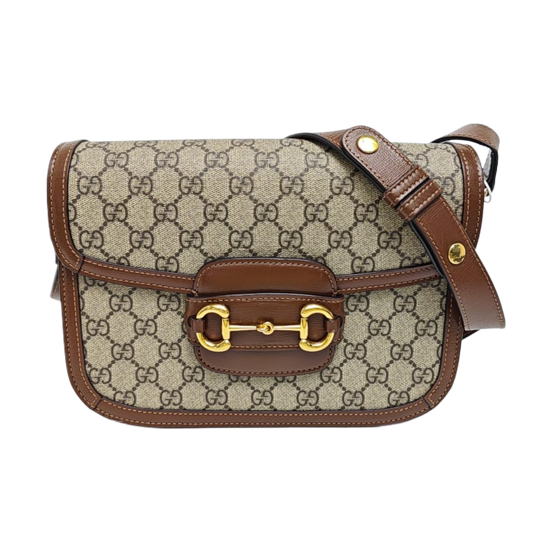 Horsebit 1955 Medium Monogram Coated Canvas Beige