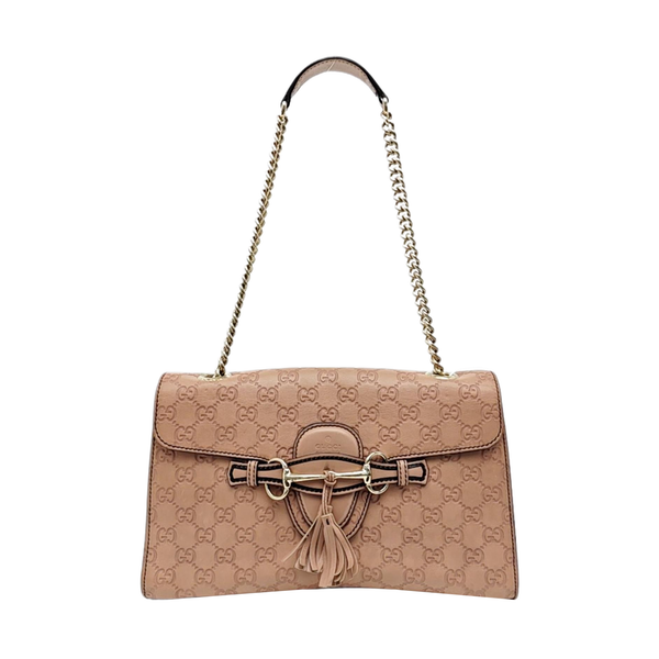 Emily Chain Monogram Calfskin Beige