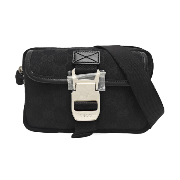 Monogram Fabric Shoulder Bag Black