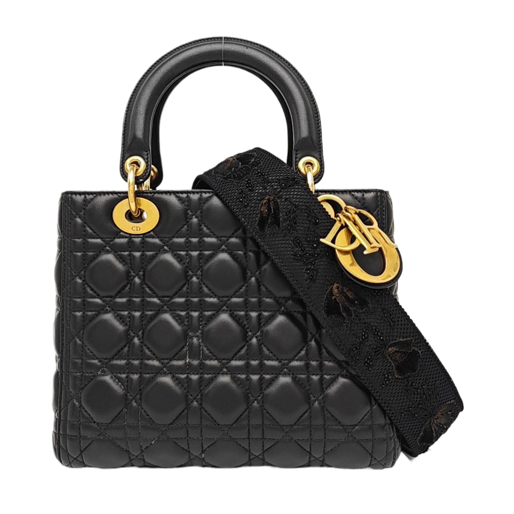 Lady Dior Medium Cannage Lambskin Black