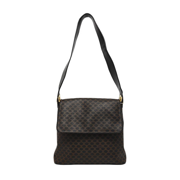 Coated Canvas Shoulder Bag Brown