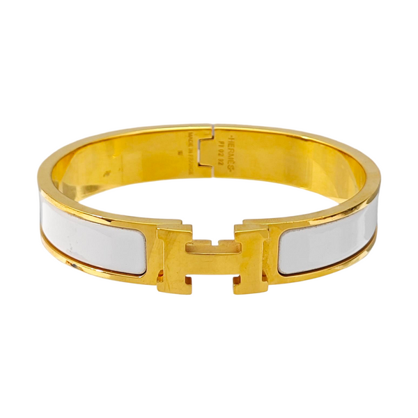Clic H Metal White Bangle
