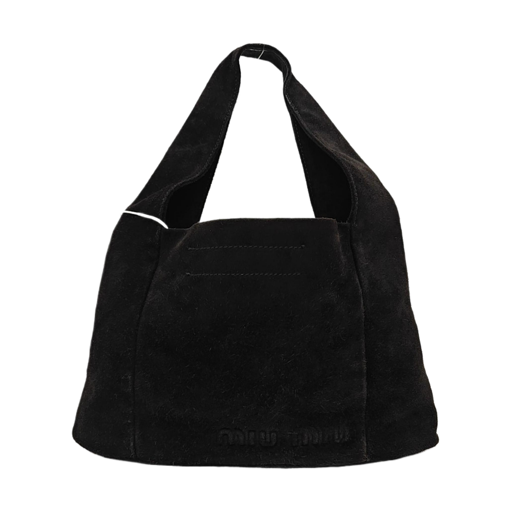 Suede Top Handle Bag Black