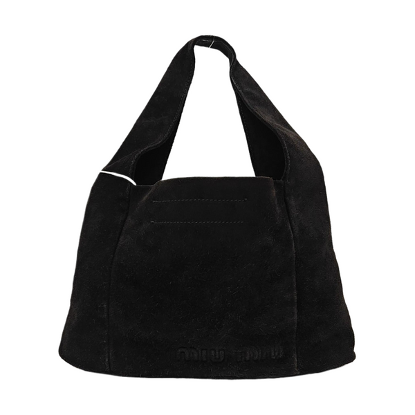 Suede Top Handle Bag Black