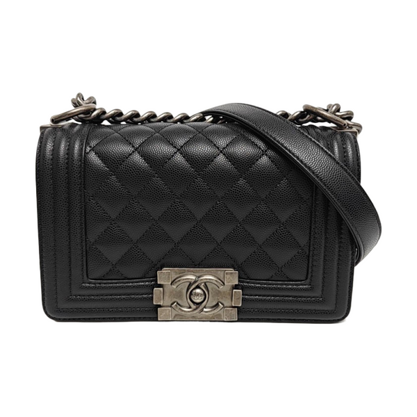 BOY CHANEL Small Quilted Grained Calfskin Black