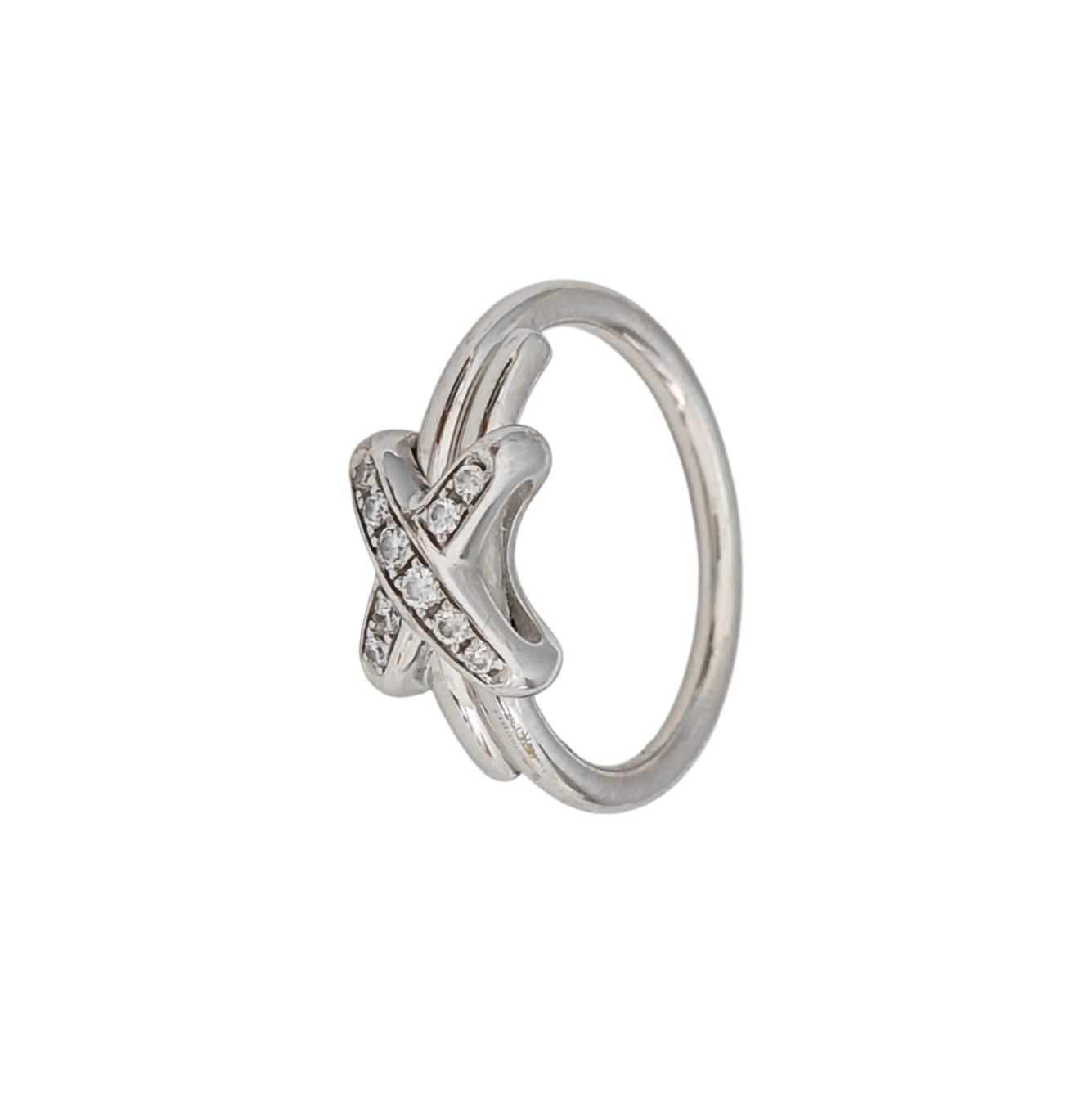 Jeux De Liens 18k White Gold Silver Ring EU 54