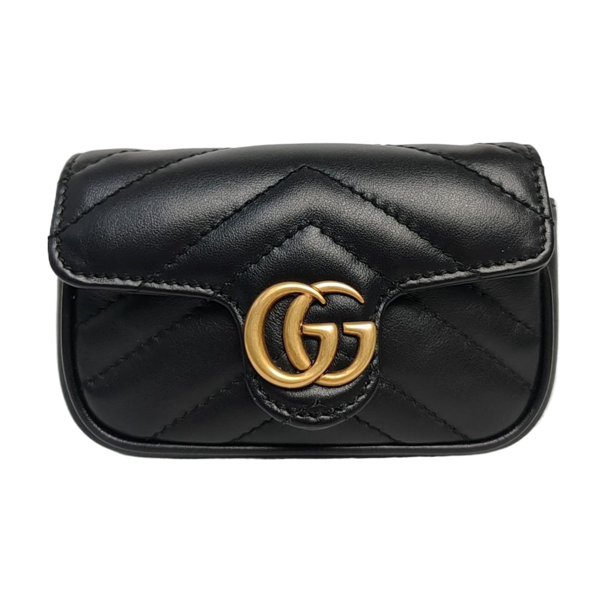 Authenticated pre-owned  GG Marmont Super Mini Quilted Calfskin Black - Clutch at Looply