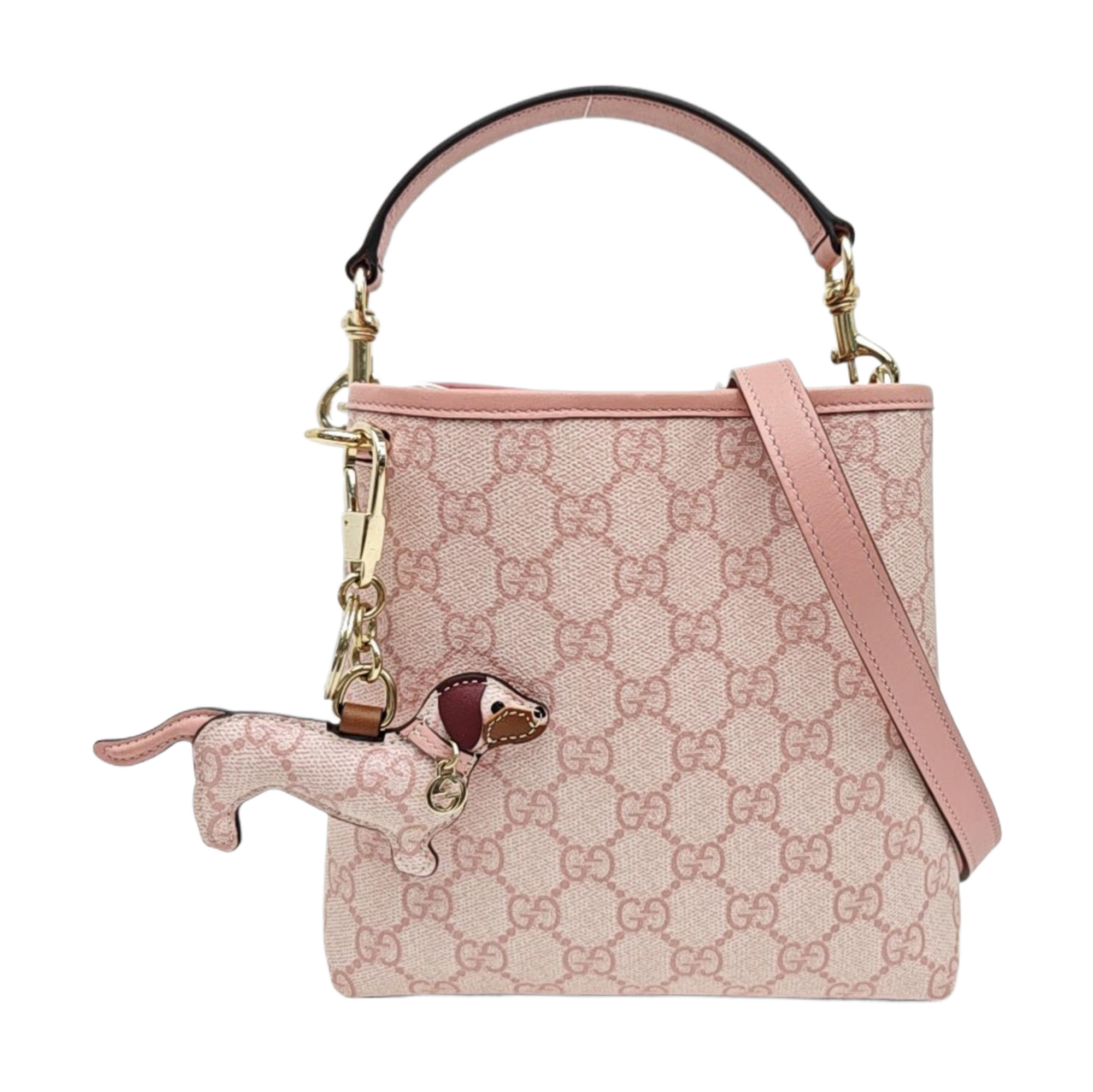 GG Emblem Small Monogram Coated Canvas Pink