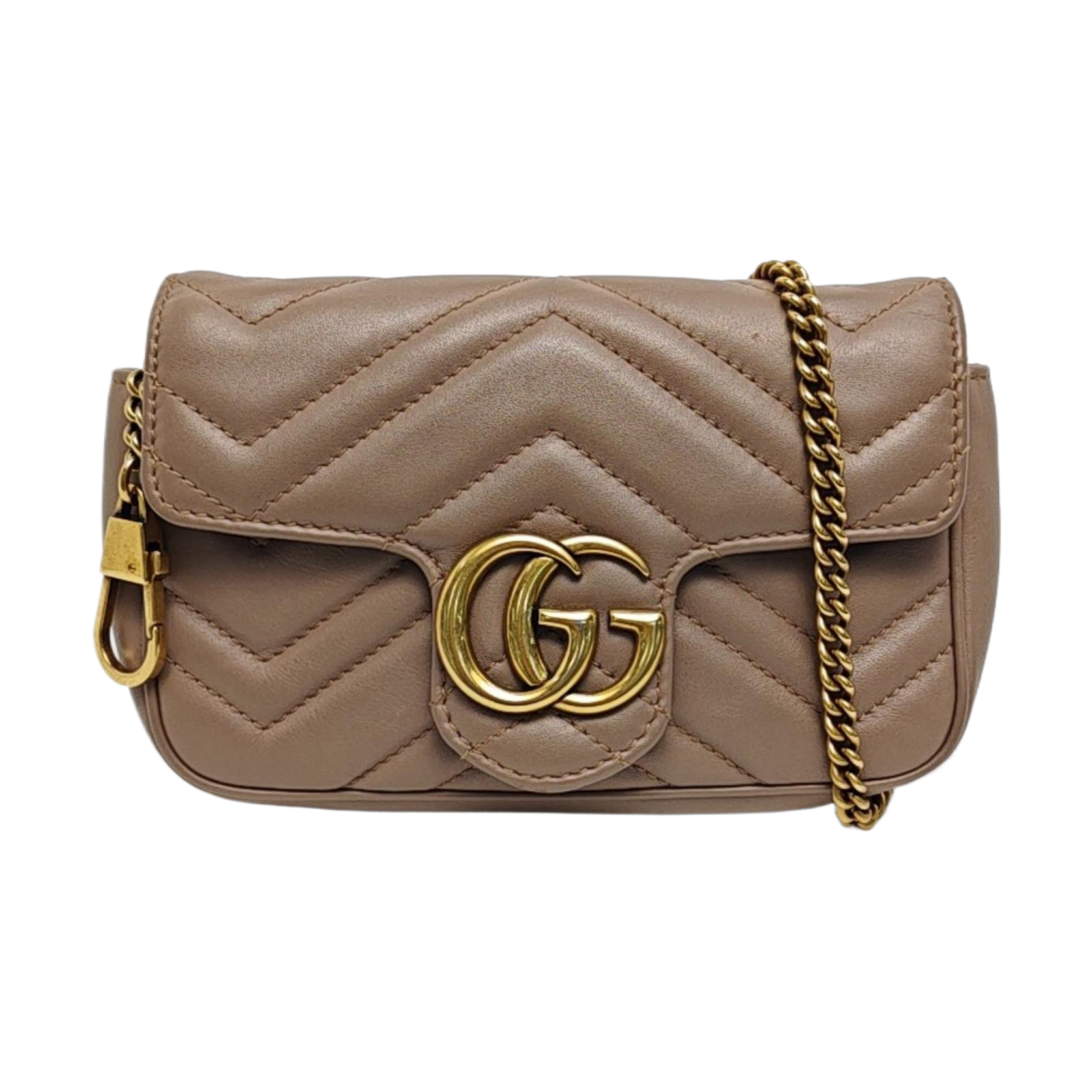 GG Marmont Mini Piel de Becerro Acolchada Beige