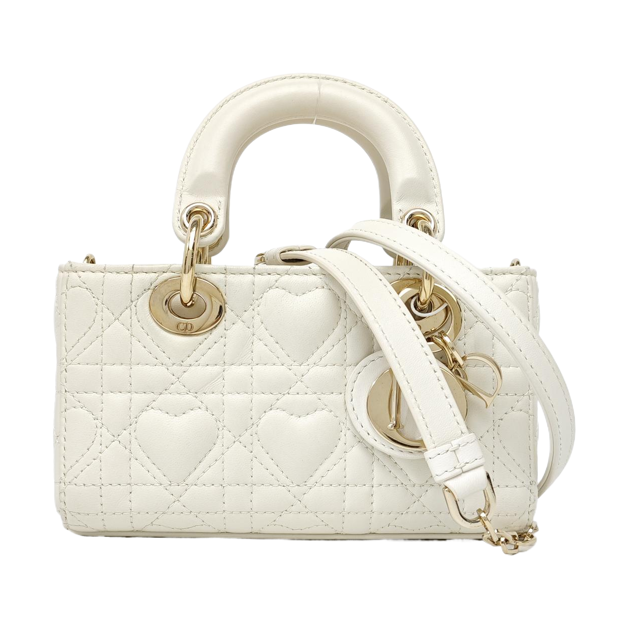 Lady D-Joy Super Mini Cannage Lambskin White