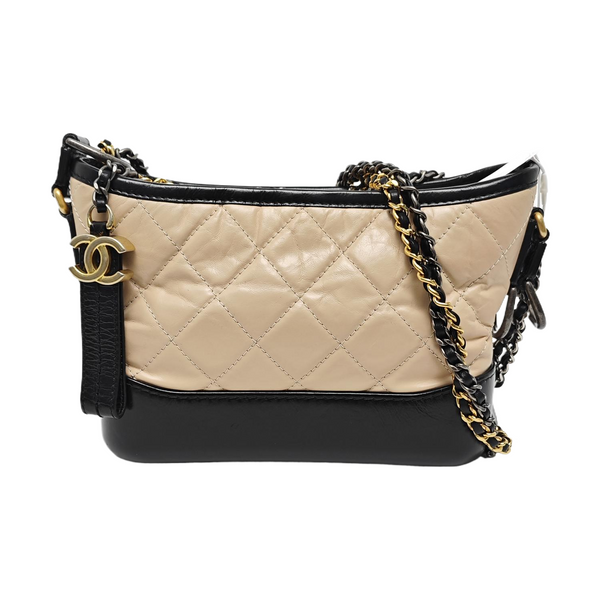 GABRIELLE Small Quilted Calfskin Beige